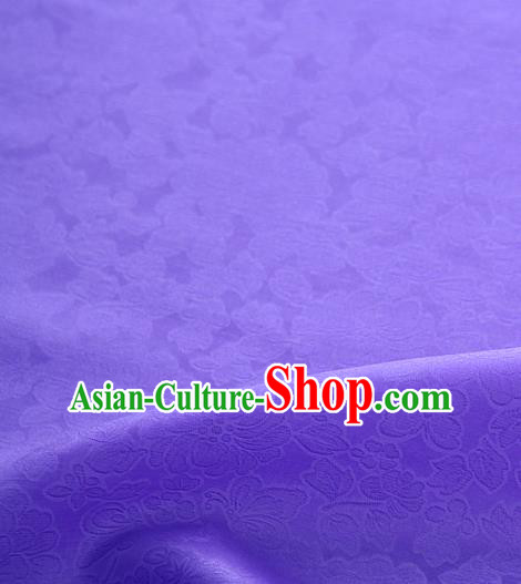 Traditional Korean Fashion Purple Gauze Drapery Hanbok Material Asian Korea Classical Flowers Pattern Silk Fabric