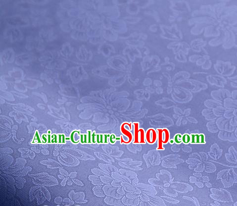 Traditional Korean Fashion Navy Gauze Drapery Hanbok Material Asian Korea Classical Flowers Pattern Silk Fabric