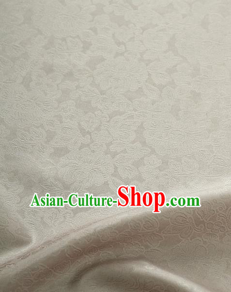Traditional Korean Fashion Champagne Gauze Drapery Hanbok Material Asian Korea Classical Flowers Pattern Silk Fabric