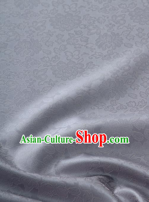 Traditional Korean Fashion Grey Gauze Drapery Hanbok Material Asian Korea Classical Flowers Pattern Silk Fabric