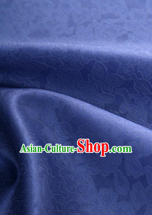 Traditional Korean Fashion Lake Blue Gauze Drapery Hanbok Material Asian Korea Classical Flowers Pattern Silk Fabric