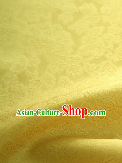 Traditional Korean Fashion Bright Yellow Gauze Drapery Hanbok Material Asian Korea Classical Flowers Pattern Silk Fabric