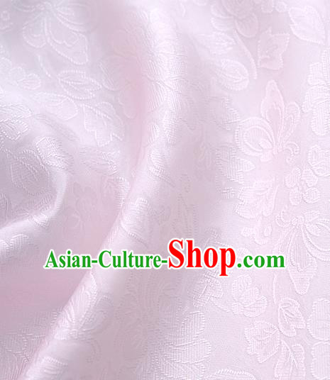 Traditional Korean Fashion Light Pink Gauze Drapery Hanbok Material Asian Korea Classical Flowers Pattern Silk Fabric