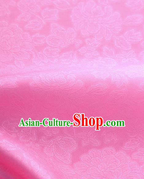 Traditional Korean Fashion Peach Pink Gauze Drapery Hanbok Material Asian Korea Classical Flowers Pattern Silk Fabric