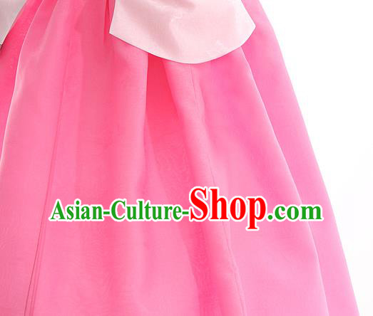 Korean Bride Hanbok Pink Blouse and Rosy Dress Korea Fashion Wedding Costumes Traditional Festival Apparels for Women