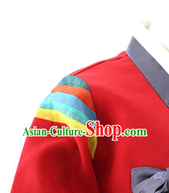 Korean Bride Mother Hanbok Red Blouse and Green Dress Korea Fashion Costumes Traditional Festival Apparels for Women