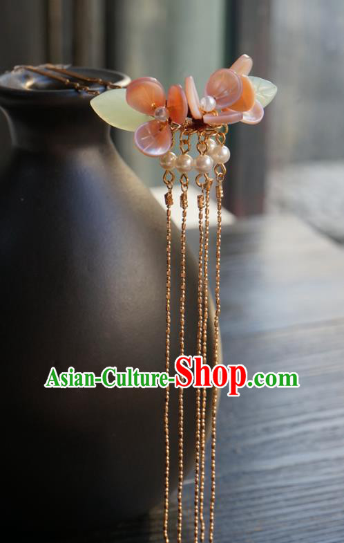 Chinese Classical Golden Tassel Hair Clip Hair Accessories Handmade Ancient Hanfu Flowers Hairpin for Women