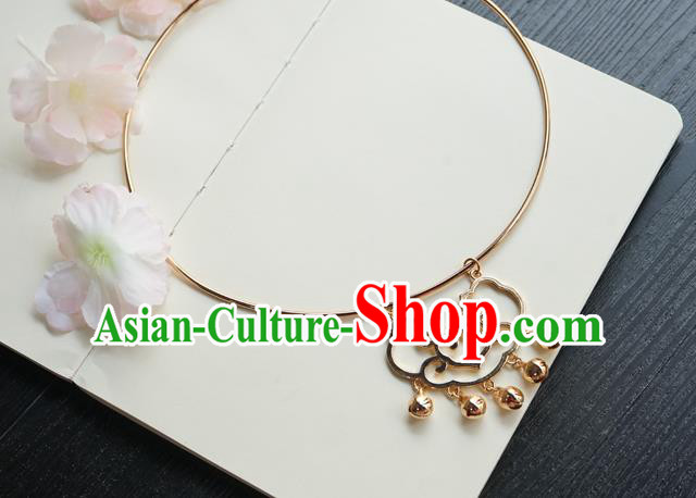 Chinese Handmade Hanfu Golden Cloud Necklace Classical Jewelry Accessories Ancient Princess Bells Tassel Necklet for Women