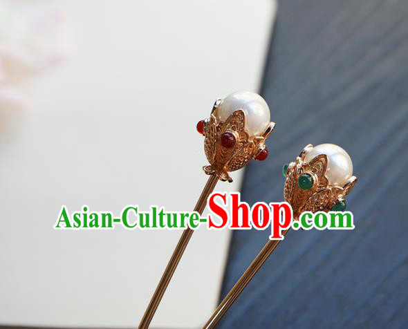 Chinese Classical Golden Hair Clip Hair Accessories Handmade Ancient Tang Dynasty Princess Hairpin for Women