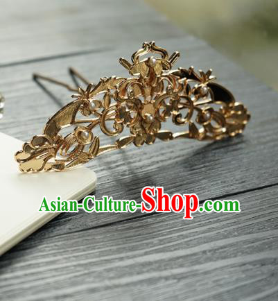Chinese Classical Golden Hair Crown Hair Accessories Handmade Ancient Tang Dynasty Court Hairpin for Women