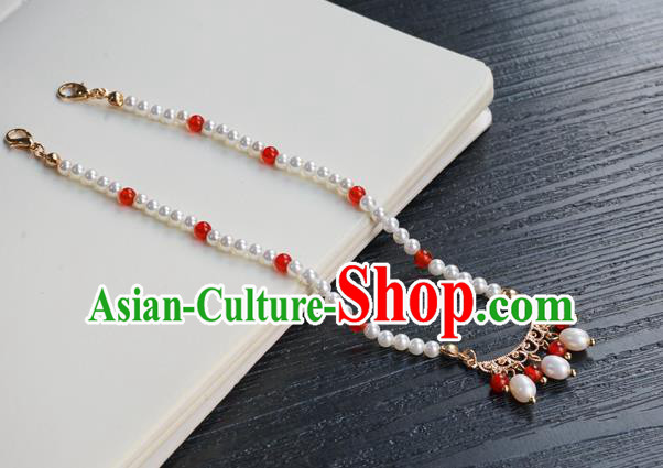 Chinese Handmade Hanfu Pearl Necklace Classical Jewelry Accessories Ancient Princess Beads Necklet for Women
