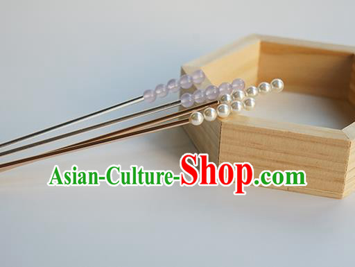 Chinese Hanfu Classical Hair Accessories Handmade Ancient Princess Pearls Hairpins for Women