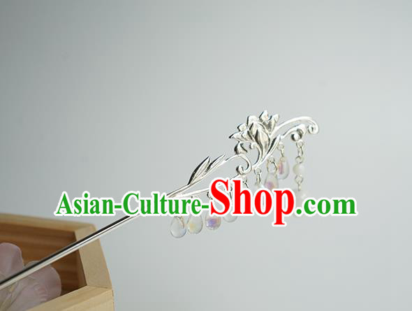 Chinese Hanfu Classical Orchid Hair Accessories Handmade Ancient Princess Argent Hairpins for Women