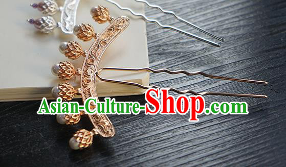 Chinese Classical Hanfu Golden Hair Accessories Handmade Ancient Tang Dynasty Imperial Concubine Hairpin for Women