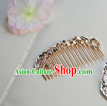 Chinese Classical Hanfu Golden Dragon Hair Comb Hair Accessories Handmade Ancient Tang Dynasty Hairpin for Women