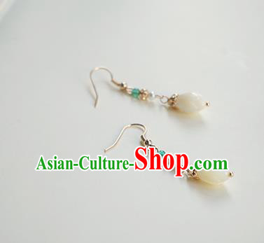 Handmade Chinese Cheongsam Ear Accessories Ancient Women Hanfu Classical White Magnolia Earrings