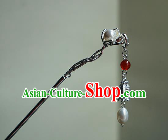 Chinese Classical Hanfu Tassel Step Shake Hair Accessories Handmade Ancient Song Dynasty Argent Hairpin for Women