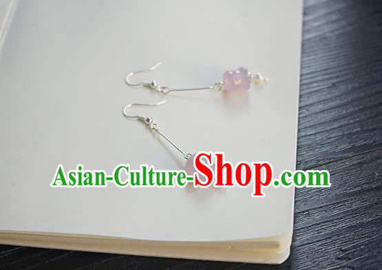 Handmade Chinese Ear Accessories Ancient Women Hanfu Classical Pink Convallaria Earrings