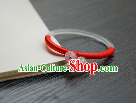 Chinese Classical White Chalcedony Bracelet Jewelry Accessories Ancient Hanfu Convallaria Bangle