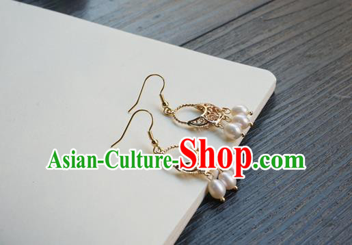 Handmade Chinese Ear Accessories Ancient Women Hanfu Eardrop Classical Cheongsam Pearls Tassel Earrings