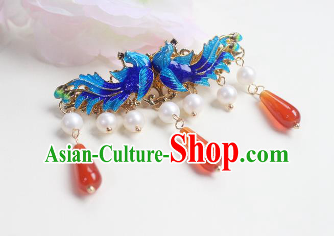 Chinese Classical Cloisonne Phoenix Hair Claw Hair Accessories Handmade Ancient Hanfu Hairpin for Women