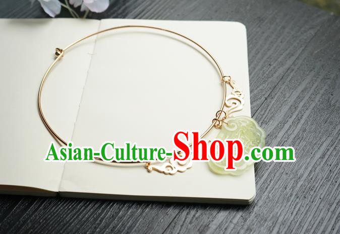 Chinese Handmade Hanfu Ming Dynasty Necklace Classical Jewelry Accessories Ancient Princess Jade Necklet for Women