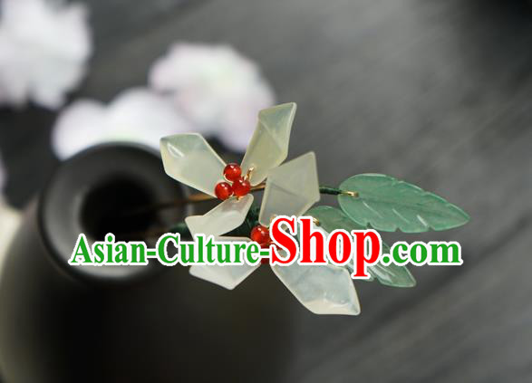 Chinese Classical White Flowers Hair Clip Hair Accessories Handmade Ancient Hanfu Hairpin for Women