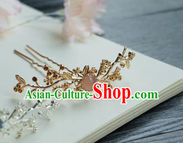 Chinese Classical Golden Plum Blossom Hair Clip Hair Accessories Handmade Ancient Hanfu Hairpin for Women