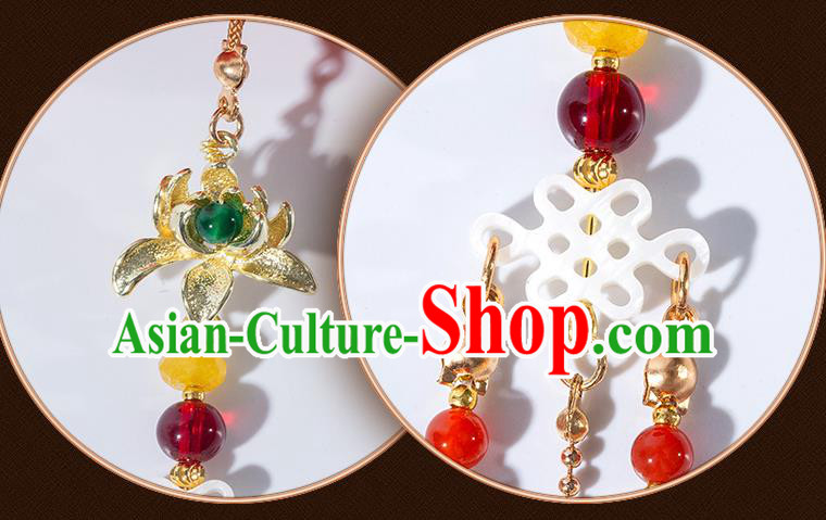 Chinese Classical Maple Leaf Waist Accessories Ancient Princess Hanfu Red Silk Sachet Tassel Pendant