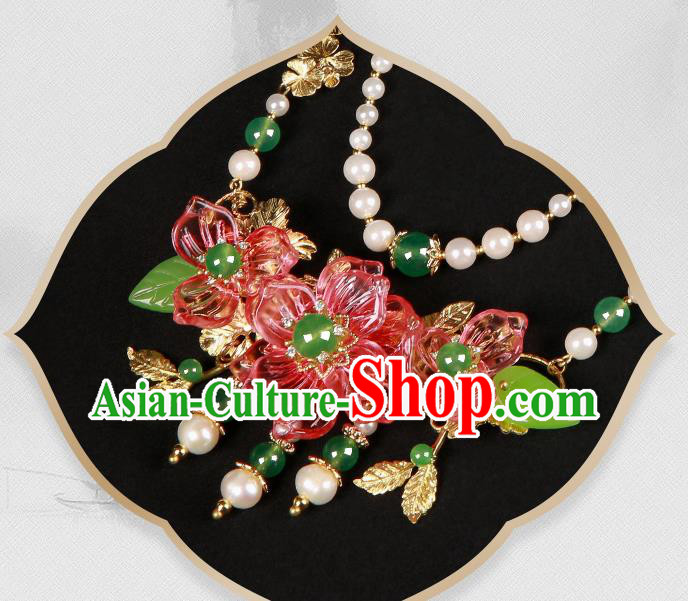 Chinese Handmade Hanfu Red Flowers Necklet Classical Jewelry Accessories Necklace for Women