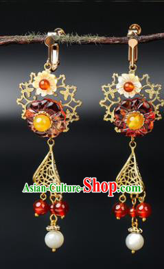 Handmade Chinese Wedding Bride Ear Accessories Classical Eardrop Ancient Women Hanfu Golden Earrings