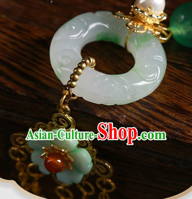 Chinese Classical Jade Carving Waist Accessories Ancient Princess Hanfu Beads Tassel Belt Pendant