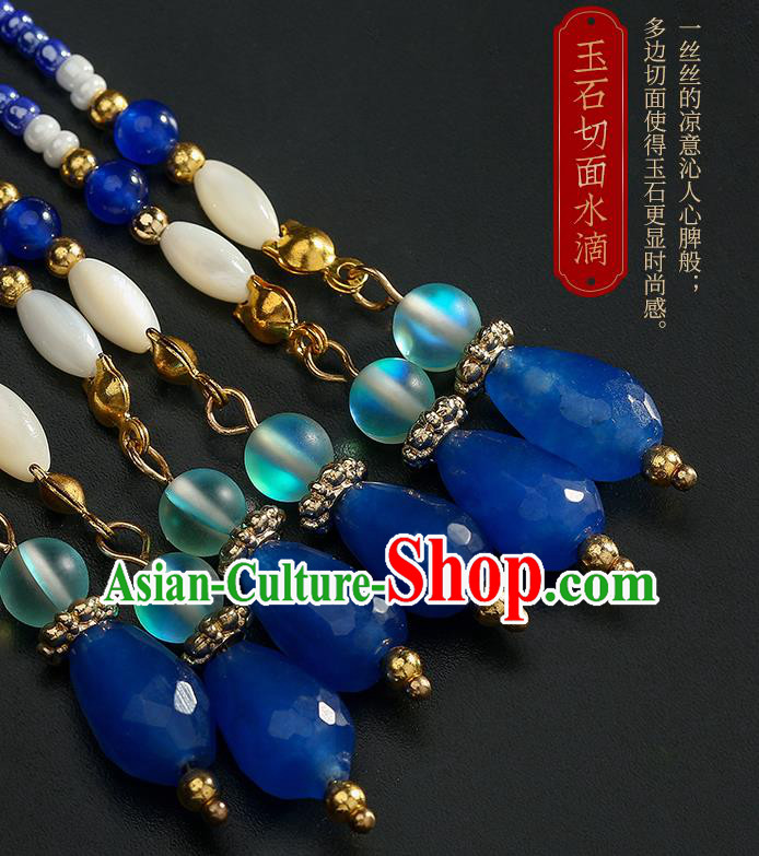 Chinese Classical Hanfu Golden Bamboo Leaf Waist Accessories Ancient Princess Beads Tassel Belt Pendant
