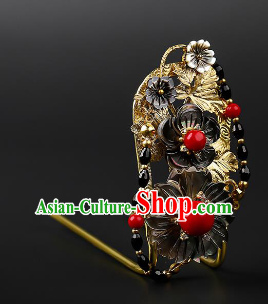 Chinese Classical Song Dynasty Black Plum Hair Crown Hanfu Hair Accessories Handmade Ancient Swordsman Hairpins for Women