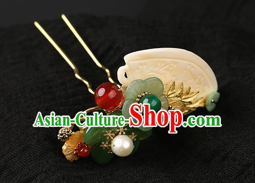 Chinese Classical Jade Hair Crown Hanfu Hair Accessories Handmade Ancient Song Dynasty Imperial Concubine Hairpins for Women