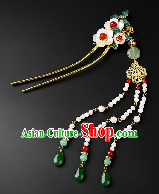 Chinese Classical Plum Blossom Hair Clip Hanfu Hair Accessories Handmade Ancient Song Dynasty Imperial Concubine Tassel Hairpins for Women