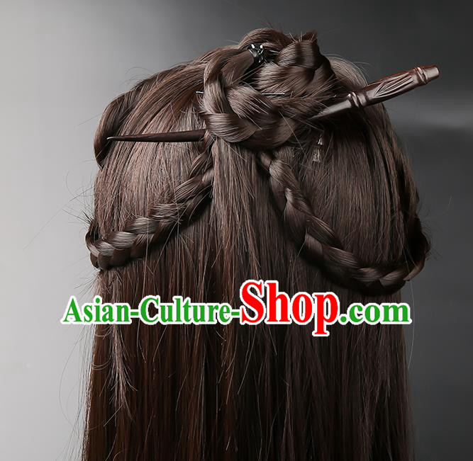 Chinese Classical Wood Hair Clip Hanfu Hair Accessories Handmade Ancient Princess Ebony Hairpins for Women