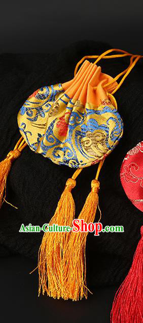 Chinese Classical Hanfu Golden Silk Perfume Satchel Waist Accessories Ancient Princess Sachet Belt Pendant