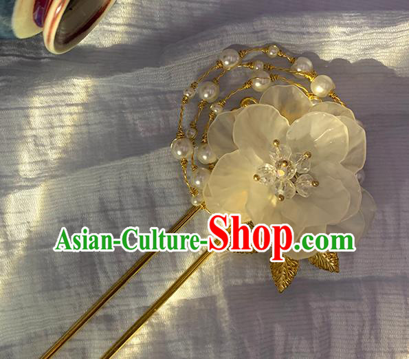 Chinese Classical Silk Flowers Hair Clip Hanfu Hair Accessories Handmade Ancient Princess Hairpin for Women