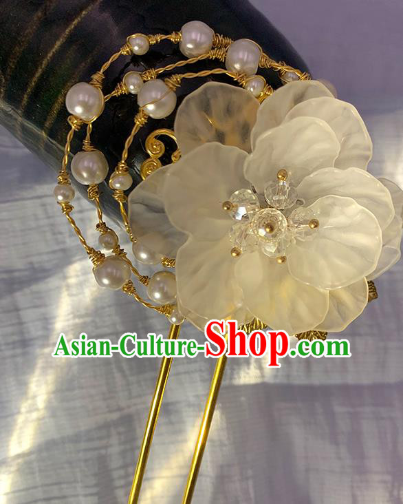 Chinese Classical Silk Flowers Hair Clip Hanfu Hair Accessories Handmade Ancient Princess Hairpin for Women
