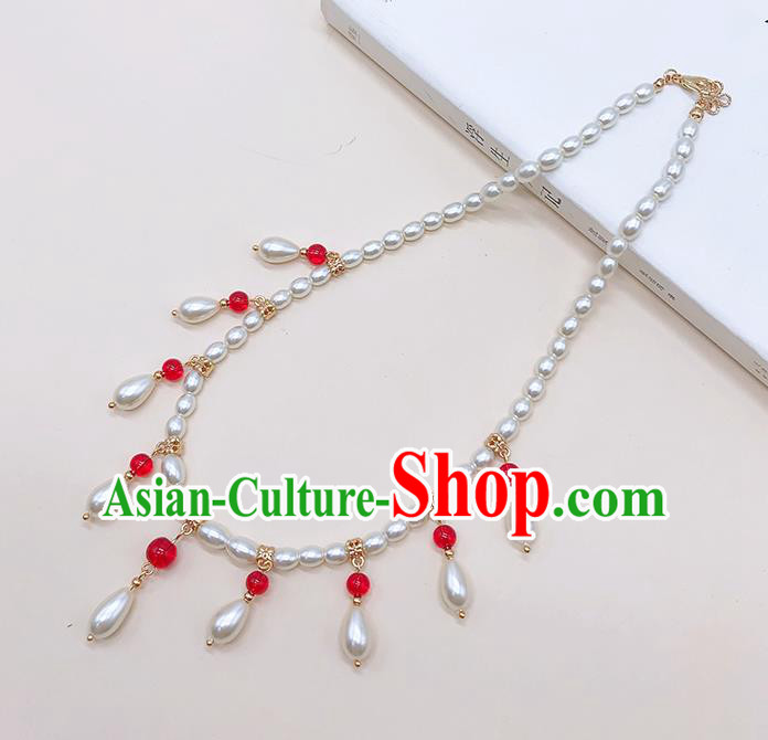 Chinese Classical Hair Clasp Women Hanfu Hair Accessories Handmade Ancient Princess Red Beads Eyebrows Pendant