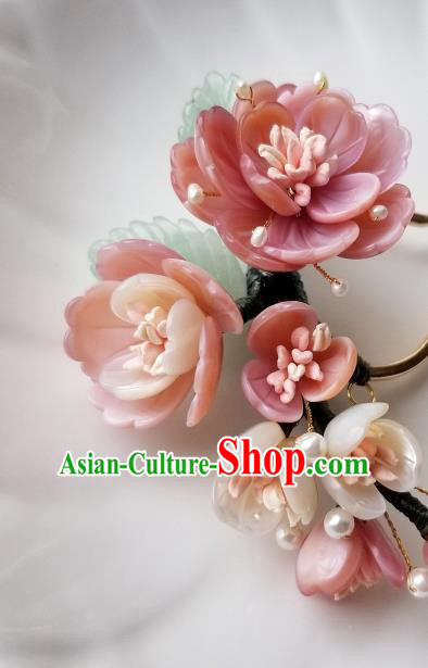 Chinese Classical Peach Flower Hair Comb Hanfu Hair Accessories Handmade Ancient Song Dynasty Empress Hairpins for Women