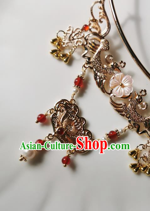 Chinese Handmade Golden Phoenix Necklet Classical Jewelry Accessories Ancient Empress Hanfu Necklace for Women