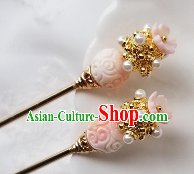 Chinese Classical Court Hair Clip Hanfu Hair Accessories Handmade Ancient Queen Pearls Hairpins for Women