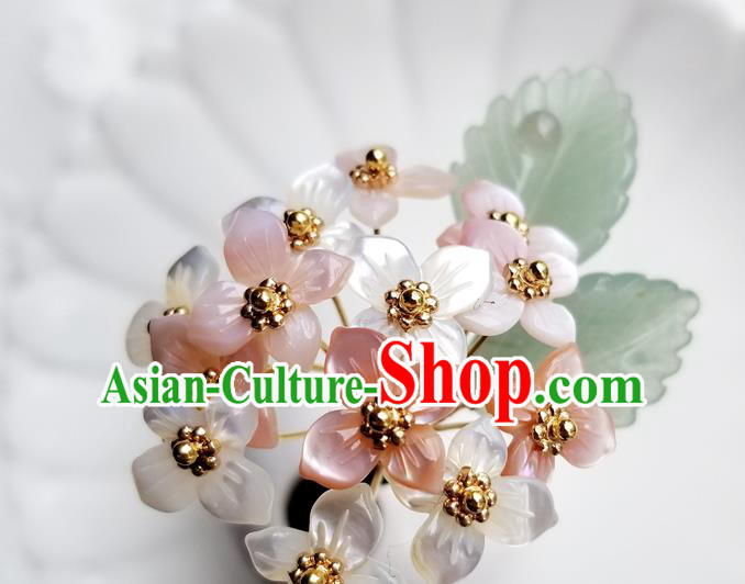 Chinese Classical Hydrangea Hair Clip Hanfu Hair Accessories Handmade Ancient Queen Shell Flowers Hairpins for Women