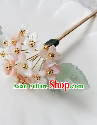 Chinese Classical Hydrangea Hair Clip Hanfu Hair Accessories Handmade Ancient Queen Shell Flowers Hairpins for Women