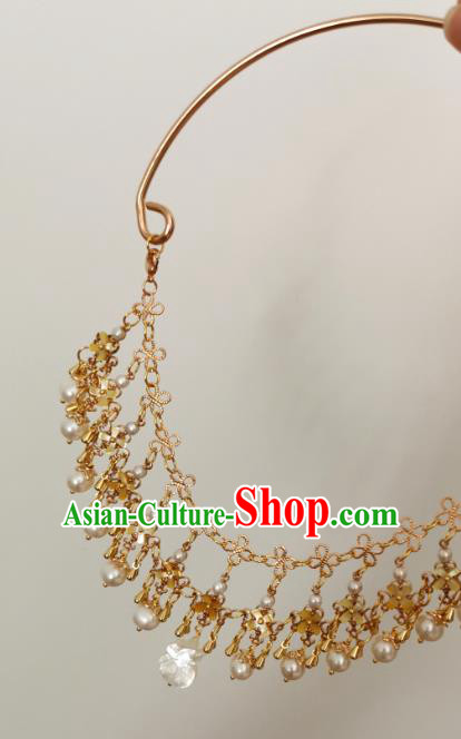 Chinese Handmade Shell Rabbit Necklet Classical Jewelry Accessories Ancient Empress Hanfu Golden Tassel Necklace for Women