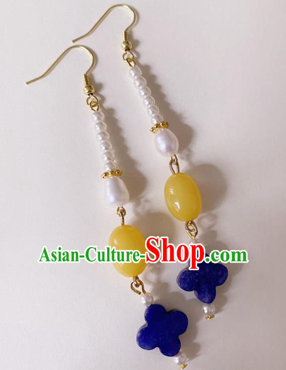 Handmade Chinese Classical Cheongsam Pearls Ear Accessories Eardrop Ancient Hanfu Ceregat Earrings