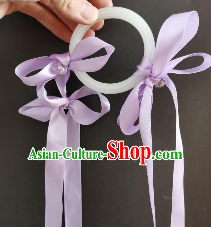 Chinese Classical Lilac Silk Ribbon Waist Accessories Ancient Song Dynasty Princess Belt Ornaments