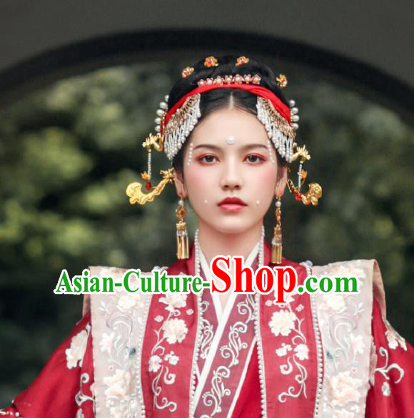 Chinese Song Dynasty Queen Hairpin Handmade Classical Ancient Empress Hanfu Hair Accessories Court Women Hair Clasp Full Set